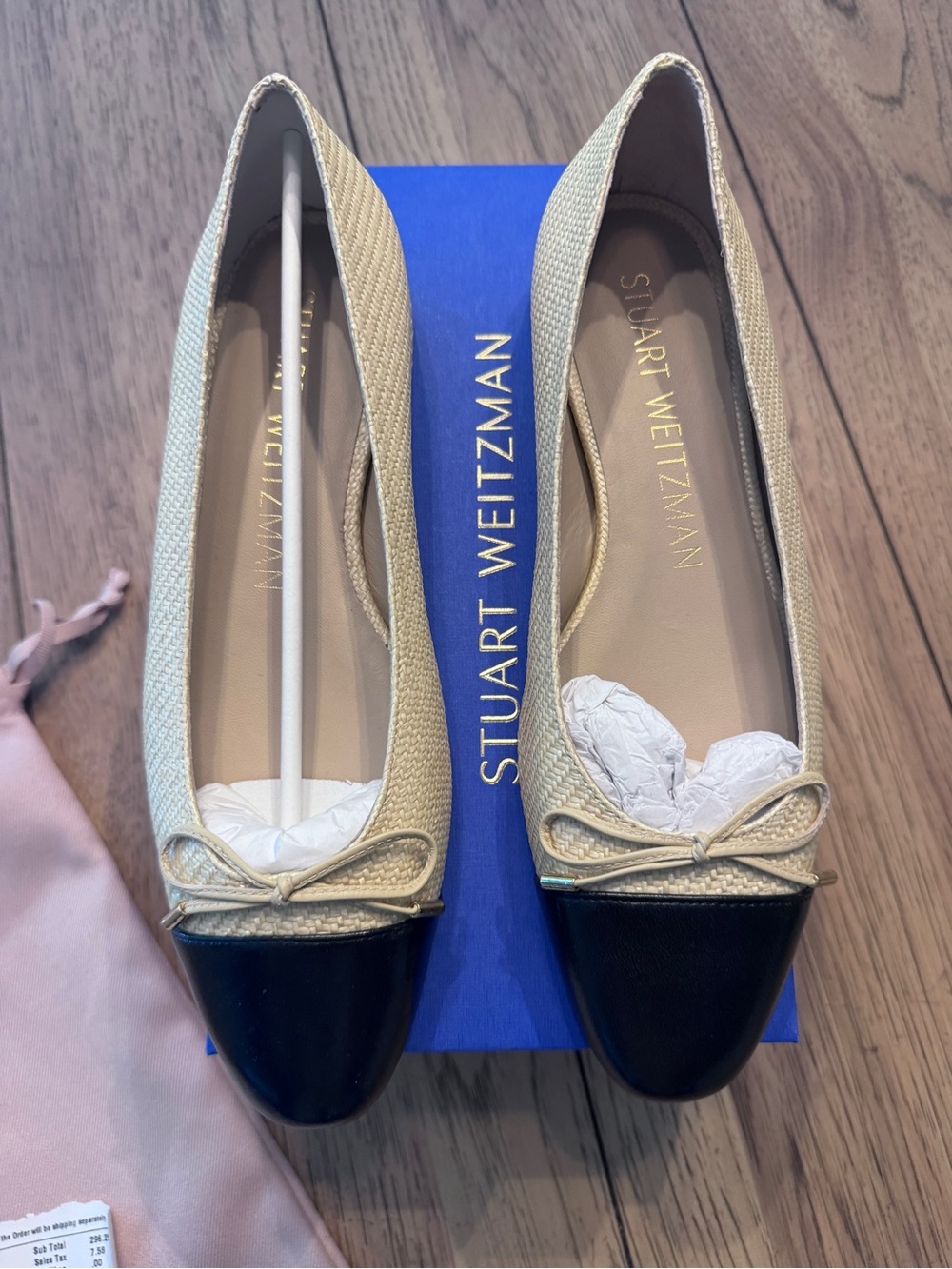 Stuart Weitzman Women's Sleek Bow Slip On Ballet Flats size 9 new w/ receipt - Picture 5 of 6